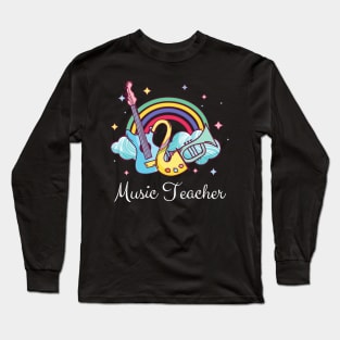 Music Teacher Cute boho Rainbow Long Sleeve T-Shirt